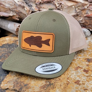 DADS FISHING HAT Gift for Dad Leather patch hat Fathers Day gift for him personalized hat company logo promotional gift bass fishing