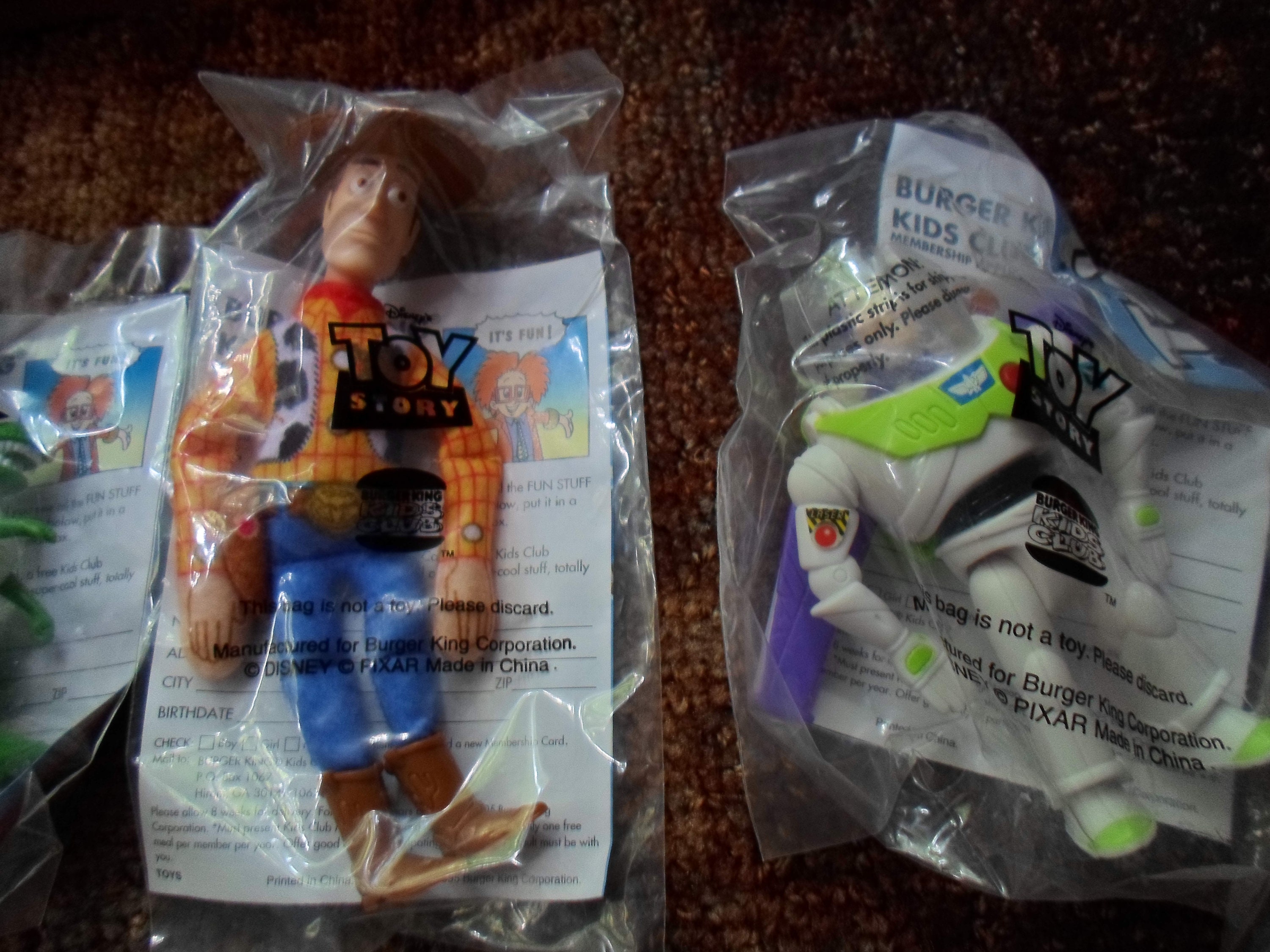 TOY STORY Original Movie Burger King Happy Meal Toy Set Circa 1995 ...