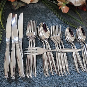 Vintage UsA DRIFTWOOD Oneida USA 18/8 Community Line Stainless 24pcs 4 Place Settings Excellent Double Teas
