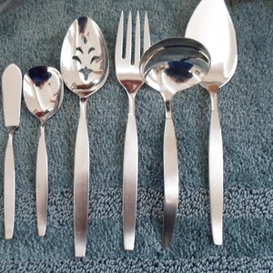 Vintage UsA FROSTFIRE Oneida 18/8 USA Community Stainless Six Serving Pieces EXCELLENT