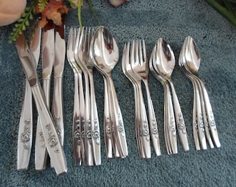 Vintage Usa MIDNIGHT Oneida Sss 18/8 Usa Stainless Flatware 18pc