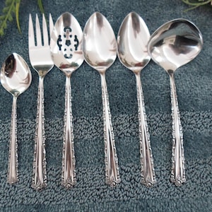 Vintage UsA CHERIE Oneida Vintage Usa 18/8 Deluxe Stainless Six-Piece Serving Server Lot EXCELLENT USE