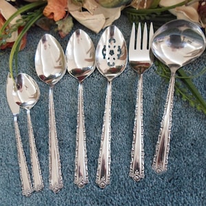 Vintage UsA CHERIE Oneida Vintage Usa 18/8 Deluxe Stainless Seven-Piece Serving Server Lot EXCELLENT