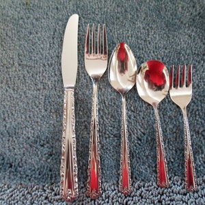 Vintage UsA CHERIE Oneida Vintage Usa 18/8 Deluxe Stainless Five-piece Baby Youth Progress Set Excellent!