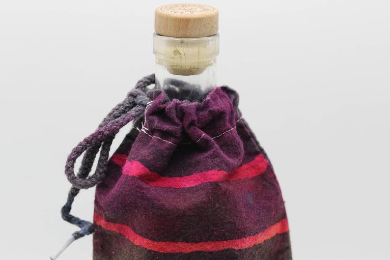 Hippie Gift OOAK Trippy Rainbow Bottle Cover Batik Wine Bag