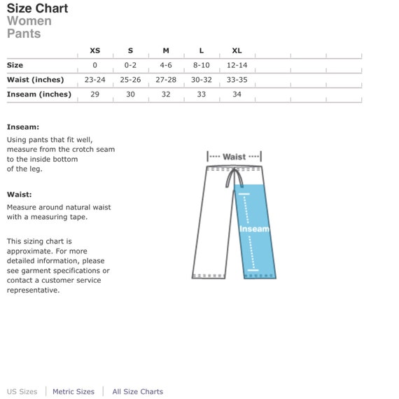 American Apparel Yoga Pants Size Chart