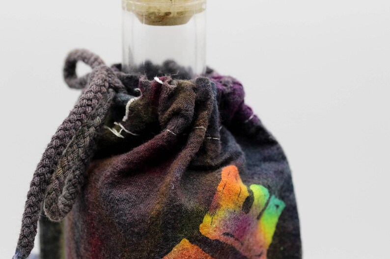 Hippie Gift OOAK Trippy Rainbow Bottle Cover Batik Wine Bag