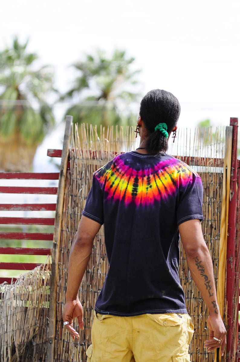 Tie Dye Tshirt Trippy Hippie Clothing Funky Mens Crew Neck Etsy