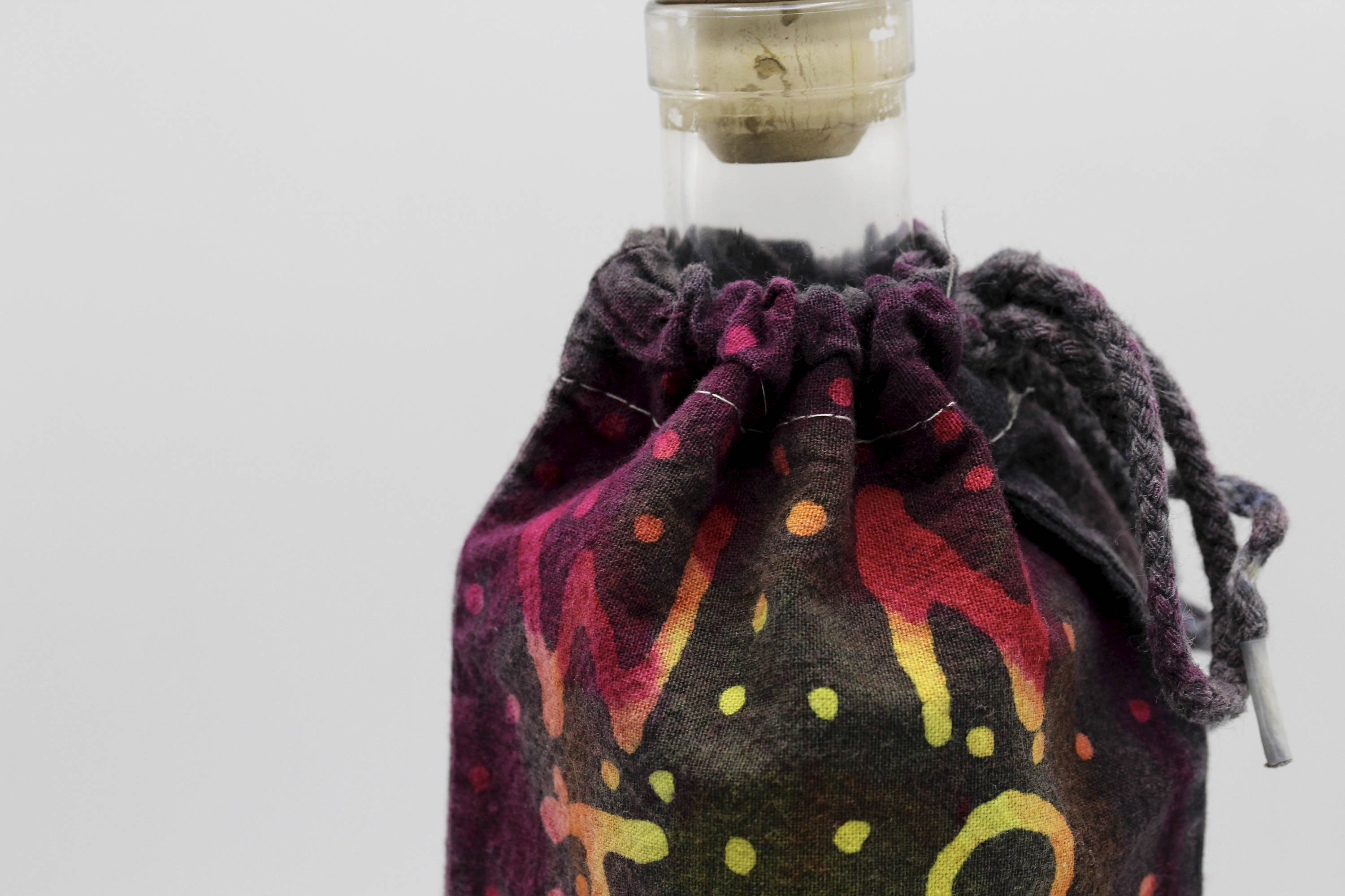 Hippie Gift OOAK Trippy Rainbow Bottle Cover Batik Wine Bag