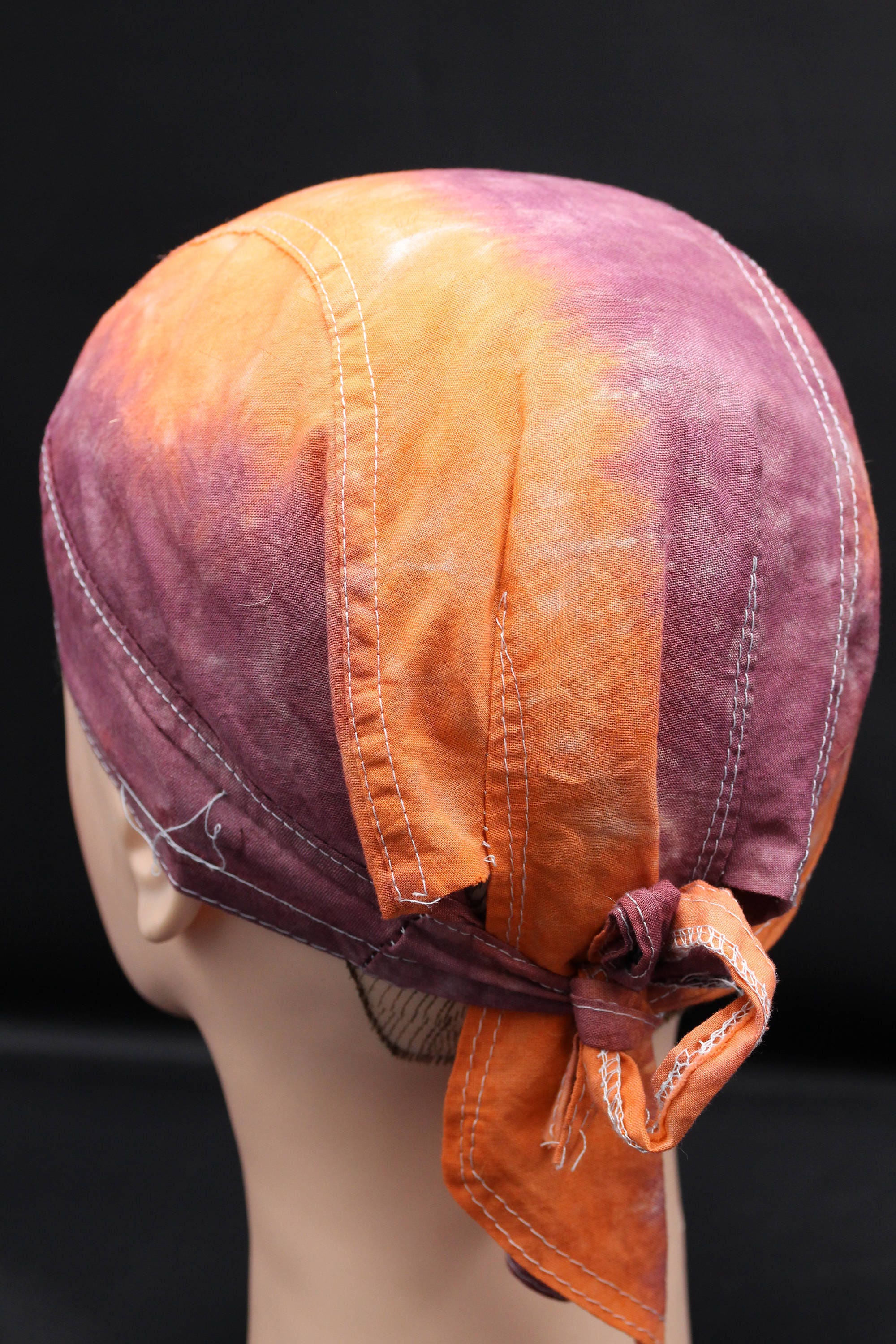 Orangish Doo Rag Skull cap Tye Dye