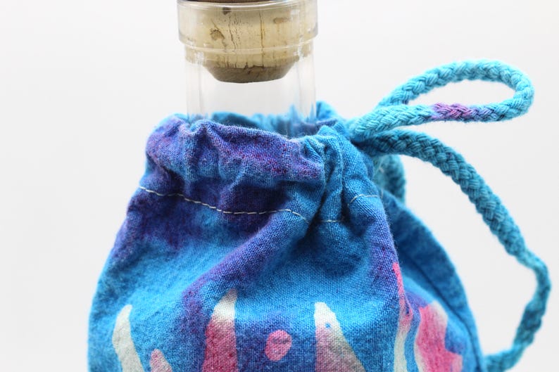 Hippie Gift OOAK Trippy Rainbow Bottle Cover Batik Wine Bag