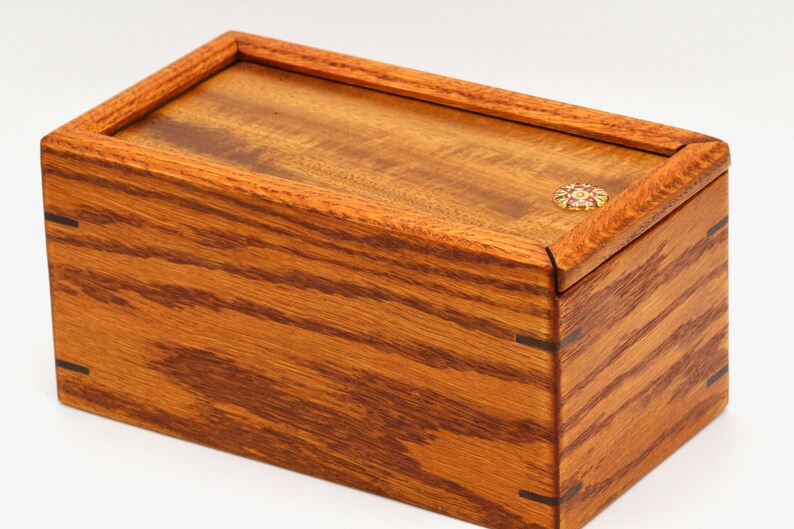 Wooden Stash Box Handcrafted Red Oak Sliding Top Herb Box Etsy