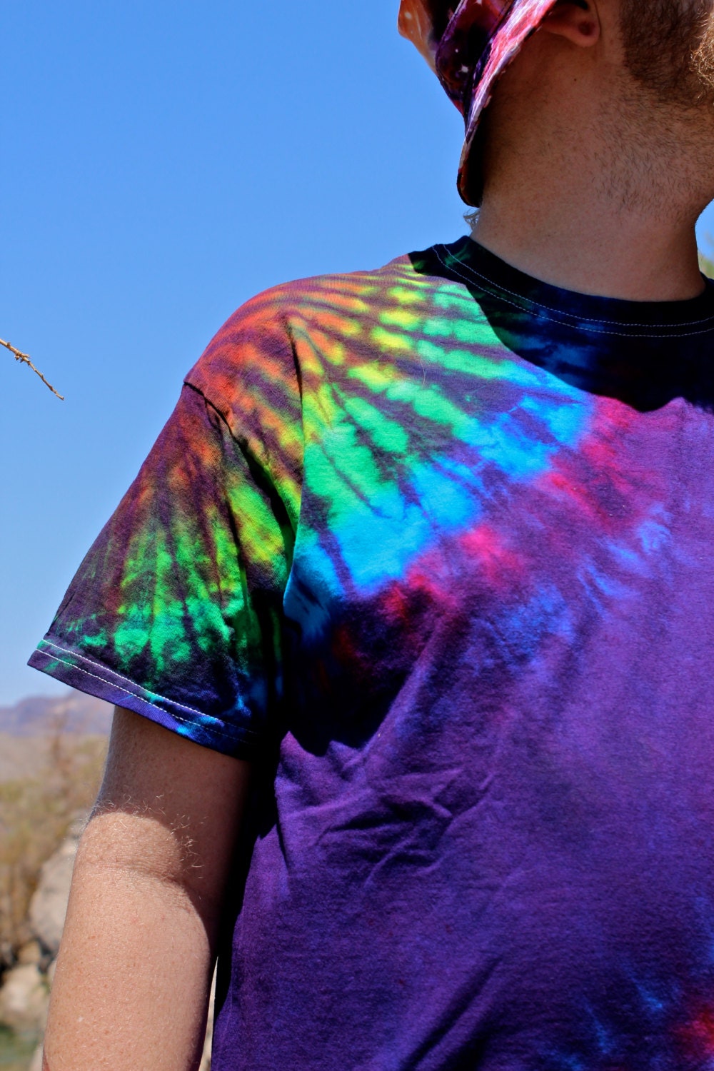 Tie Dye TShirt, Trippy Mens Top, Psychedelic Purple