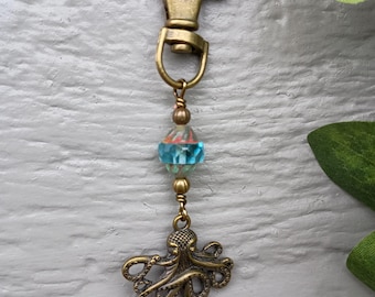 Charm de cremallera de pulpo aguamarina