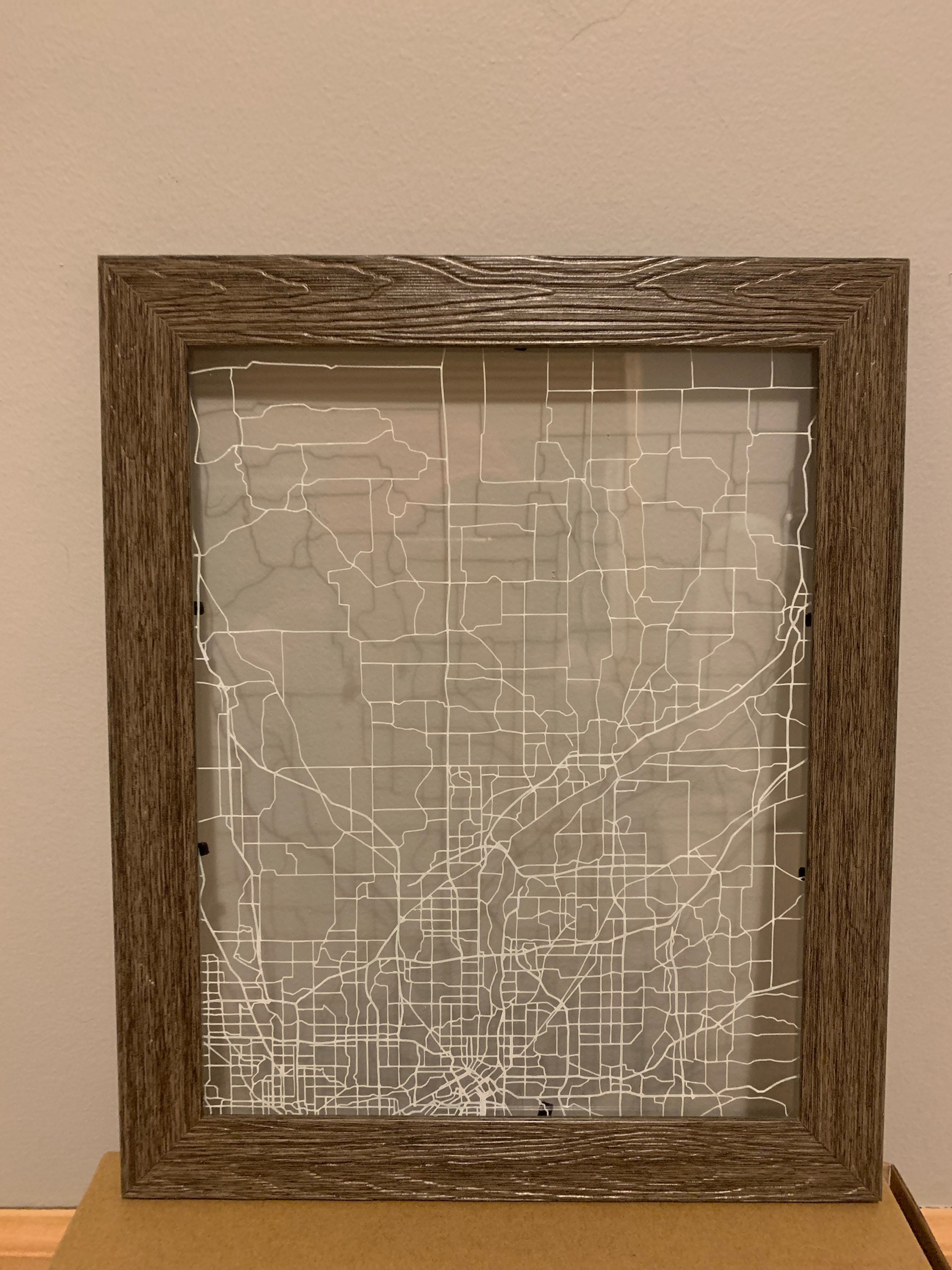 City Map Framed Decor Wall Decor Clear Map Streets Etsy