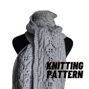 Cable Knit Scarf Pattern, Knit Scarf Pattern, Lace Knit Pattern, Scarf Knitting Pattern, Marlowe Scarf, Scarf Knit Pattern,Knit Lace Pattern