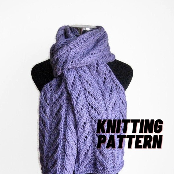 Knitting Pattern Scarf Pattern Lace Scarf Pattern Knit Scarf Scarf Knitting Pattern Instant Download Knitting Pattern Knit Scarf Pattern