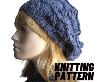 Lace Hat Knitting Pattern, Instant Download PDF Pattern, Womens Hat Pattern, Knit Hat Pattern, Womens Accessories, Beanie Knit Pattern