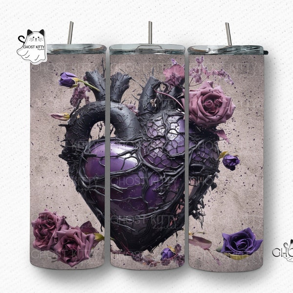Anatomical Heart Png Emo Valentines Tumbler Wrap PNG Anti Valentines Png Black Roses Goth Png Goth Valentines Day Art Dark Valentines Day