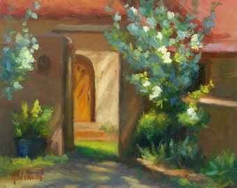 plein air, landscape, original oil painting, Taos, New Mexico, gift art, rustic, &quot;Taos Welcome&quot;, 8&quot;x10&quot;, by Sherri Aldawood
