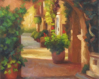 Original oil painting, landscape, Sedona, Arizona, southwest, gift art,  12&quot;x12&quot;, &quot;Through the Archway&quot;, by Sherri Aldawood