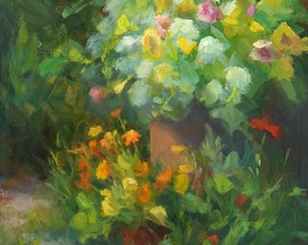 &quot;Blumen Malerei, Garten Ölbild, Blumen Stillleben, &quot;&quot;Volunteers&quot;&quot;, 10&quot;x8&quot;, von Sherri Aldawood