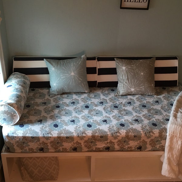 Fitted Daybed cover in twin, twin xl or full mattress cover, customize fabric, size (pictured in Premier Prints Fairy Spa Blue)