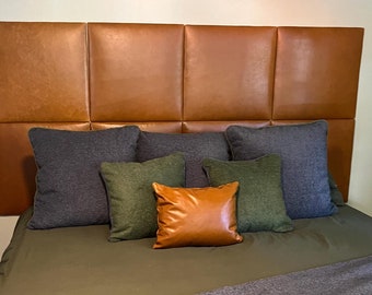 Leather Upholstered Headboard Tiles: Easy Install, Multiple Colors