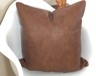 Funda de almohada de cuero genuino, almohadas lumbares de cuero, almohadas cuadradas de cuero, tapicería de cuero de primera calidad