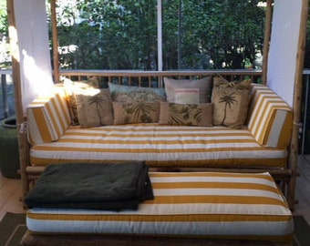 Outdoor Daybed cushion cover  yellow and white stripe, twin, twin xl, full, custom here in Premier Prints Outdoor Vertical Citrus
