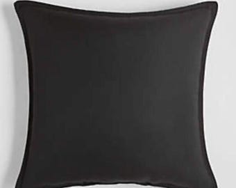Black Sunbrella Canvas outdoor Pillow 22 x 22 ready to ship with or without insert, piped with invisible zipper