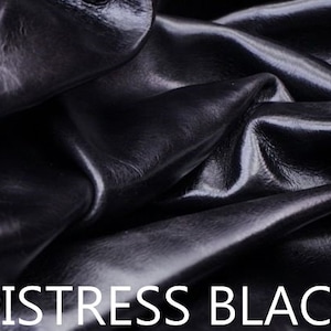 Custom Square Leather Barstool Cushion: Full Grain Aniline Cowhide, made to order Distress Black