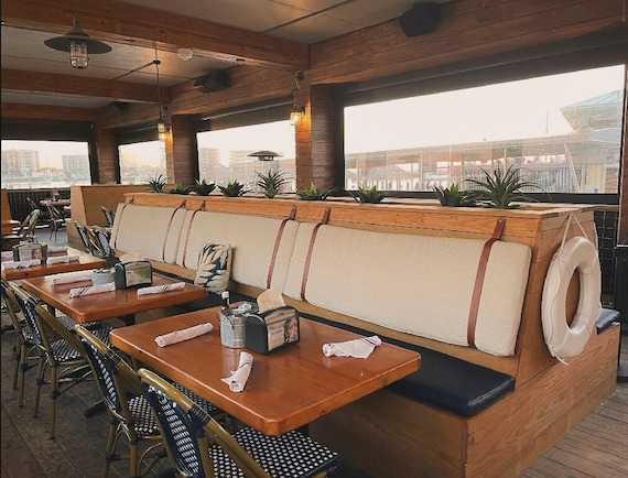 Leather Strap Back Cushions, hanging back cushions, leather straps, restaurant cushions, banquet cushion
