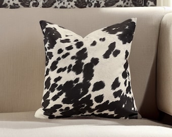 Cow Print Pillow Cover: Black and White Animal Print, 20x20
