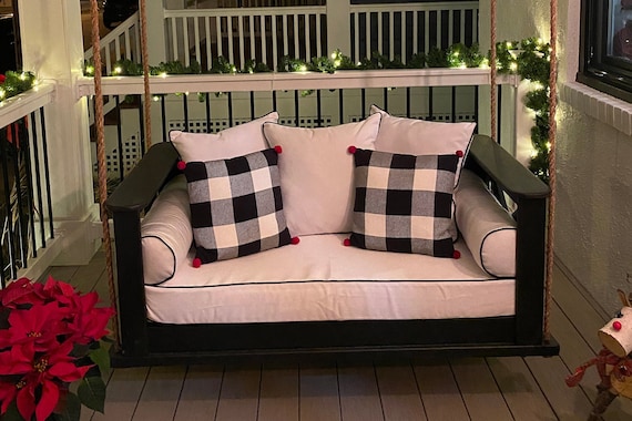 Sunbrella TWIN XL Daybed or swing outdoor set includes mattress cover, 2 side bolsters & 3 back pillows, all coordinating Sunbrella fabrics