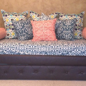 Fitted Daybed cover in twin, twin xl or full Customize Fabric, size (pictured in Premier Prints Seville Planation Blue)