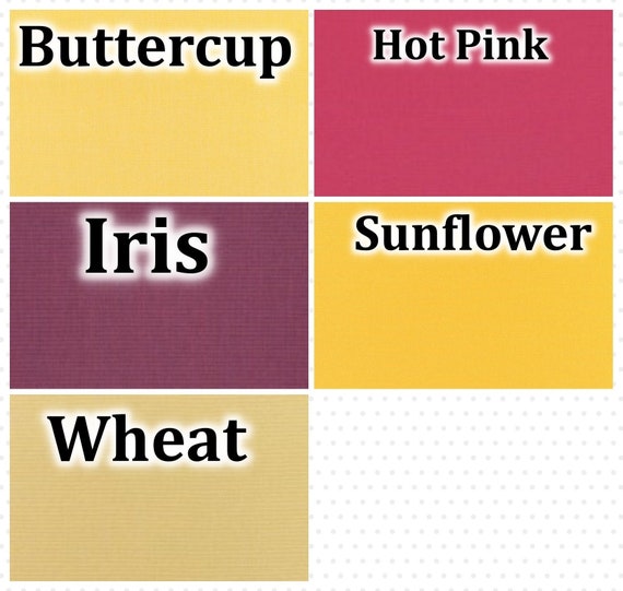 Sunbrella SWATCHES Canvas Fabric Options yellow, Buttercup, Hot Pink, Iris, Sunflower, Wheat, options for custom items