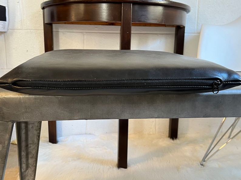 Custom Square Leather Barstool Cushion: Full Grain Aniline Cowhide, made to order zdjęcie 2