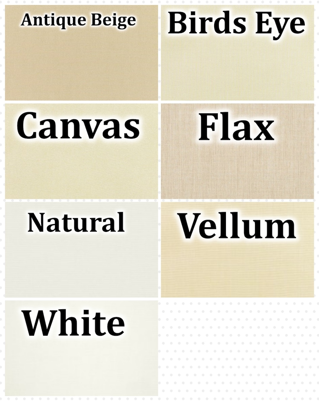Sunbrella SWATCHES Canvas Fabric Options, Antique Beige, Birds Eye, Canvas, Flax, Natural