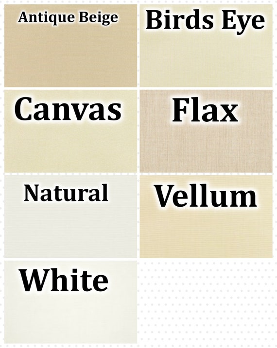 Sunbrella SWATCHES Canvas Fabric Options, Antique Beige, Birds Eye, Canvas, Flax, Natural, Vellum, White, Options for custom