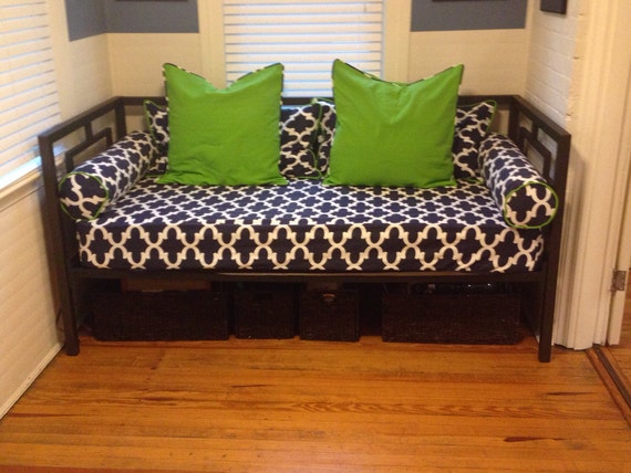 Fitted Daybed cover in twin, twin xl and full mattress cover, customize fabric, size (pictured in Premier Prints Fynn Blue Navy)