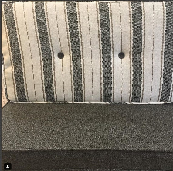Custom Cushion, custom boxed cushions custom, shown in Revolution Fabric Colefax and Bahama Truffle, Kitchen cushion DO NOT PURCHASE listing