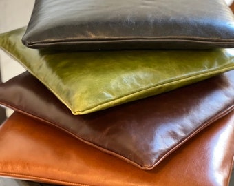 Custom Leather Cushions, Piped Cushion, Morris Chair Cushions, Genuine  Leather, Made to Order and Size, Choose Color, Brown, Grey, Tan, Navy 