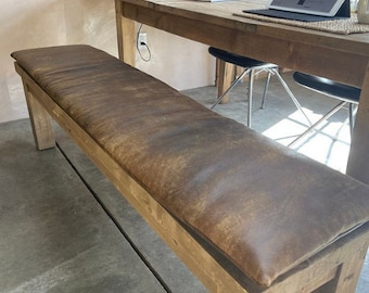 Custom Leather cushion full grain semi aniline top grade cowhide slimline cushions made to order, scratch resistant leather, distressed