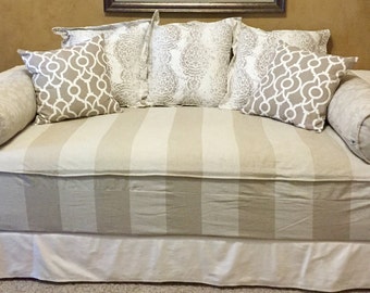 Fitted Daybed cover with CORDING/PIPING in twin, twin xl and full , custom (pictured in Premier Prints Cabana Cloud Linen) mattress cover