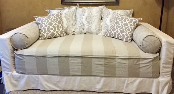 Fitted Daybed cover with CORDING/PIPING in twin, twin xl and full , custom (pictured in Premier Prints Cabana Cloud Linen) mattress cover