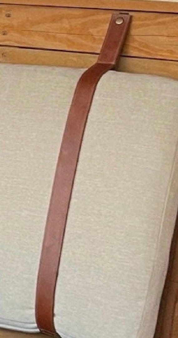 Leather Straps for hanging cushions, pillows, headboards. Real leather, custom sizing, colors and hardware