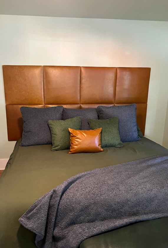 Genuine Leather Upholstered Tiles for Headboard, Backboard, multiple sizes and colors, easily installed, price per tile
