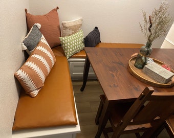 Custom Faux Leather Slimline Cushion: Made-to-Order Bench Seating
