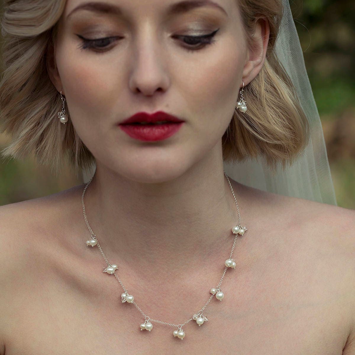 Pearl Cluster Earrings Pearl Earrings Wedding Pearl Earrings Etsy UK